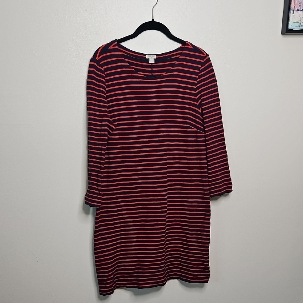 J. Crew Red and Black Long Sleeve Sheath Dress